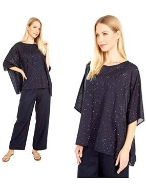 NWT Eileen Fisher  Handkerchief Cotton Voile Splatter Print Box-Top size L/XL